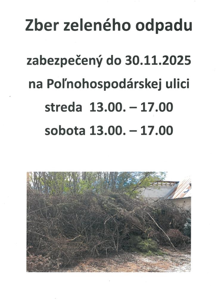 Oznam - zber zeleného odpadu