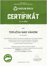 Udelenie certifikátu našej obci za triedenie odpadu